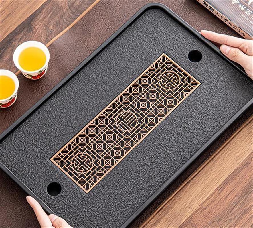 茶盘家用托盘茶具仿乌金石茶台蓄排水大号