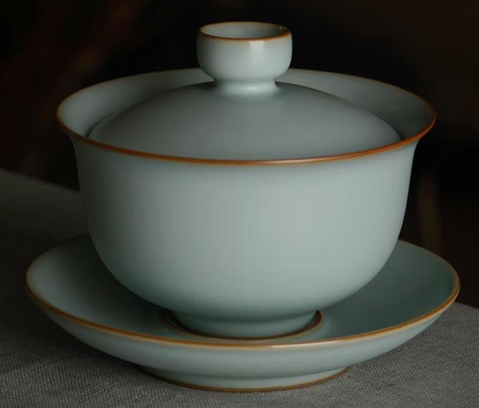 汝窑盖碗天青色景德镇陶瓷