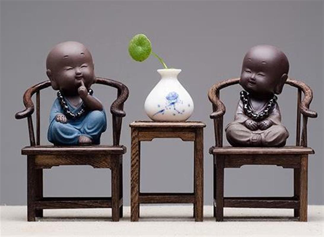 禅意沙弥小和尚摆件茶宠摆件